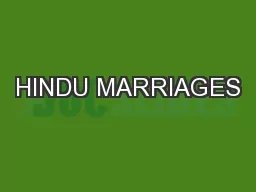 HINDU MARRIAGES