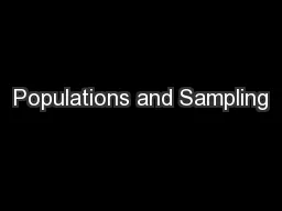 Populations and Sampling