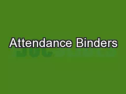 Attendance Binders
