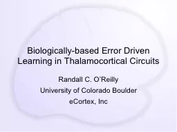 Biologically-based Error Driven Learning in