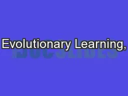 Evolutionary Learning,
