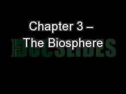 Chapter 3 – The Biosphere