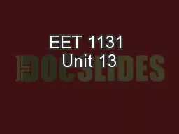 EET 1131 Unit 13