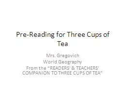 Pre-Reading for Three Cups of Tea