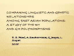 COMPARING LINGUISTIC AND GENETIC RELATIONSHIPS