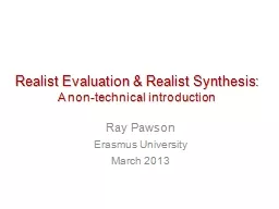 Realist Evaluation & Realist Synthesis: