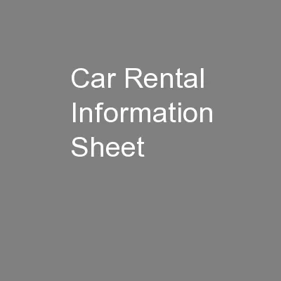 Car Rental Information Sheet