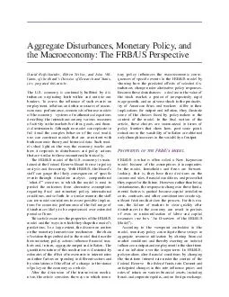 Aggregate Disturbances Monetary Policy and the Macroeconomy The FRBUS Perspective David