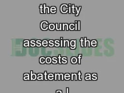 resolution of the City Council assessing the costs of abatement as a l