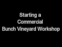Starting a Commercial Bunch Vineyard Workshop