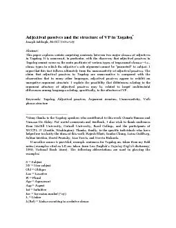 Adjectival passives and the structure of VP in Tagalog* Joseph 
...