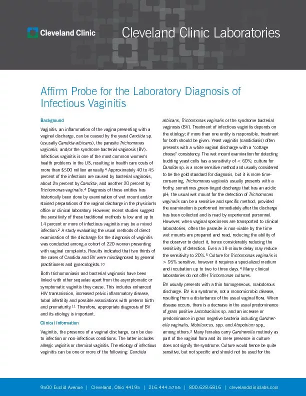 Af�rm Probe for the Laboratory Diagnosis of Infectious Vagi