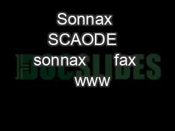 Sonnax SCAODE  sonnax      fax   www