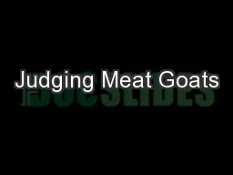 Judging Meat Goats