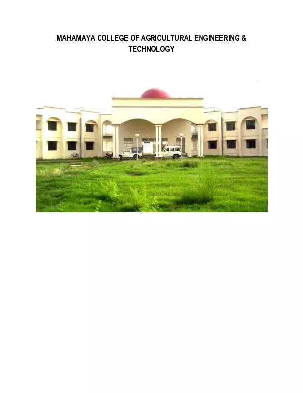 MAHAMAYA COLLEGE OF AGRICULTURAL ENGINEERING &