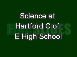 Science at Hartford C of E High School