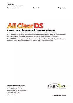 All Clear DSSpray Tank Cleaner and DecontaminatorPage Contents 5 LAgNo