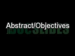 Abstract/Objectives
