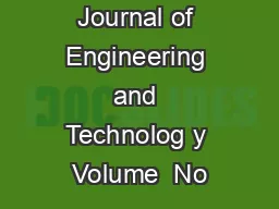 International Journal of Engineering and Technolog y Volume  No