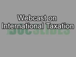 Webcast on International Taxation