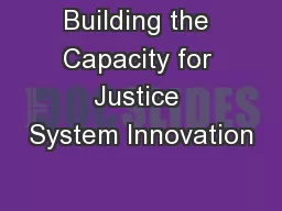 Building the Capacity for Justice System Innovation