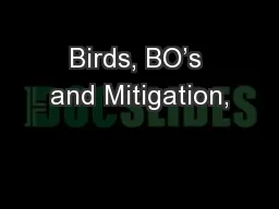 Birds, BO’s and Mitigation,