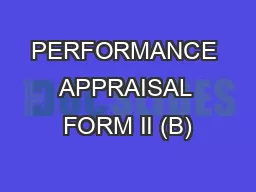 PERFORMANCE APPRAISAL FORM II (B)