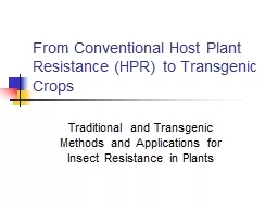 From Conventional Host Plant Resistance (HPR) to Transgenic