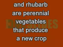 Asparagus and rhubarb are perennial vegetables that produce a new crop