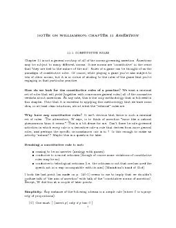 NOTESONWILLIAMSON:CHAPTER11ASSERTION11.1ConstitutiveRulesChapter11isno