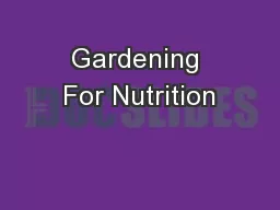 Gardening For Nutrition