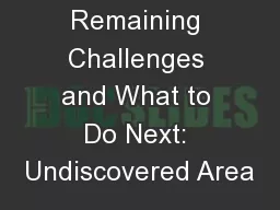 Remaining Challenges and What to Do Next: Undiscovered Area