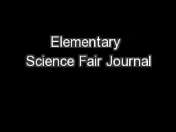 Elementary Science Fair Journal