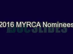 2016 MYRCA Nominees