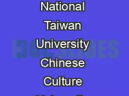 MinShin Chen and MingLei Tseng National Taiwan University Chinese Culture University Taiwan