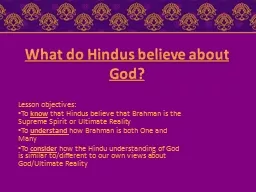 What do Hindus believe about God?