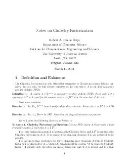 Notes on Cholesky Factorization Robert A