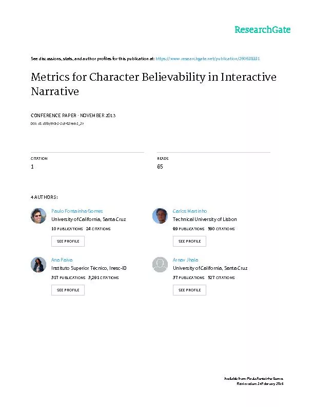 MetricsforCharacterBelievabilityinInteractiveNarrativeAuthorVersion:Se