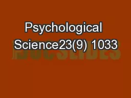 Psychological Science23(9) 1033