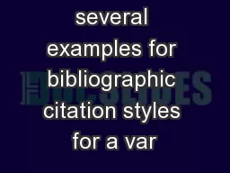 Below are several examples for bibliographic citation styles for a var