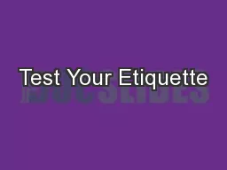 Test Your Etiquette