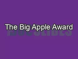 The Big Apple Award