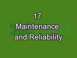17 Maintenance and Reliability