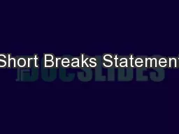 Short Breaks Statement