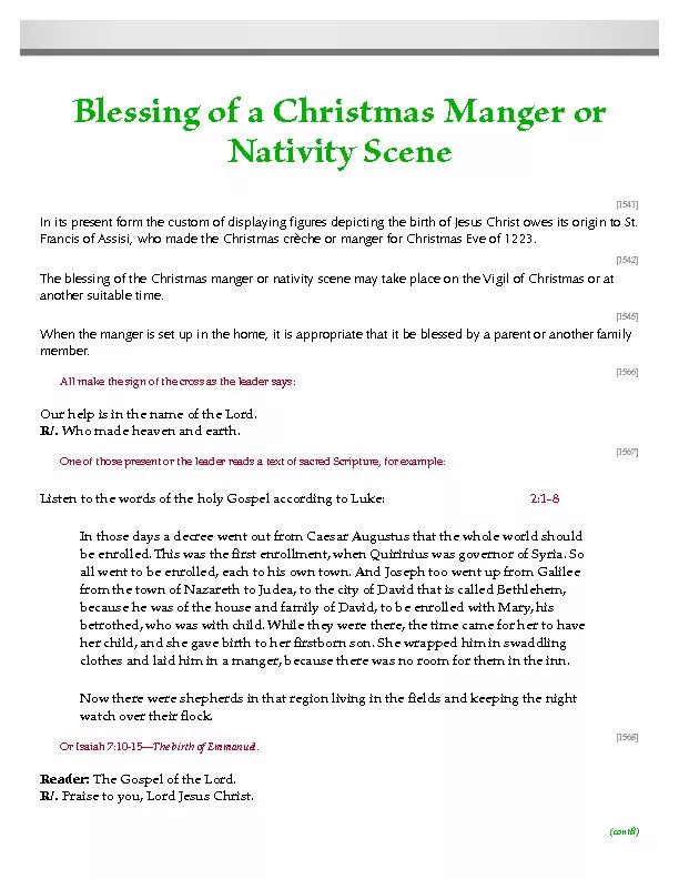 Blessing of a Christmas Manger or