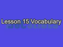 Lesson 15 Vocabulary