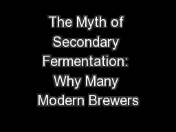 The Myth of Secondary Fermentation: Why Many Modern Brewers