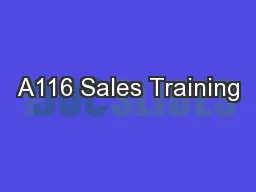 A116 Sales Training