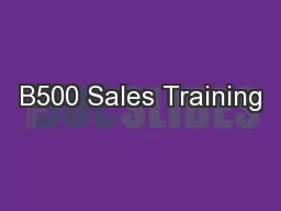 B500 Sales Training
