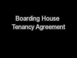 Boarding House Tenancy Agreement